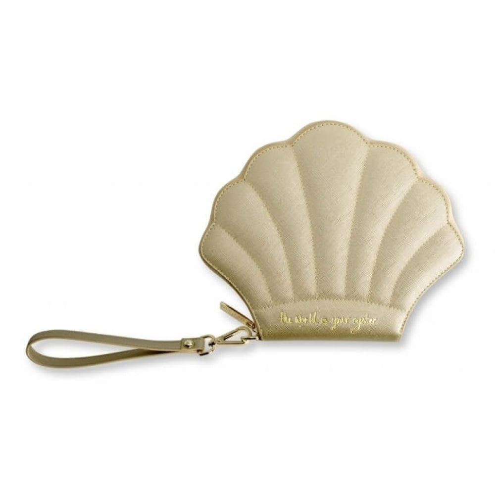 The World Is Your Oyster - Gold Shell Clutch Bag