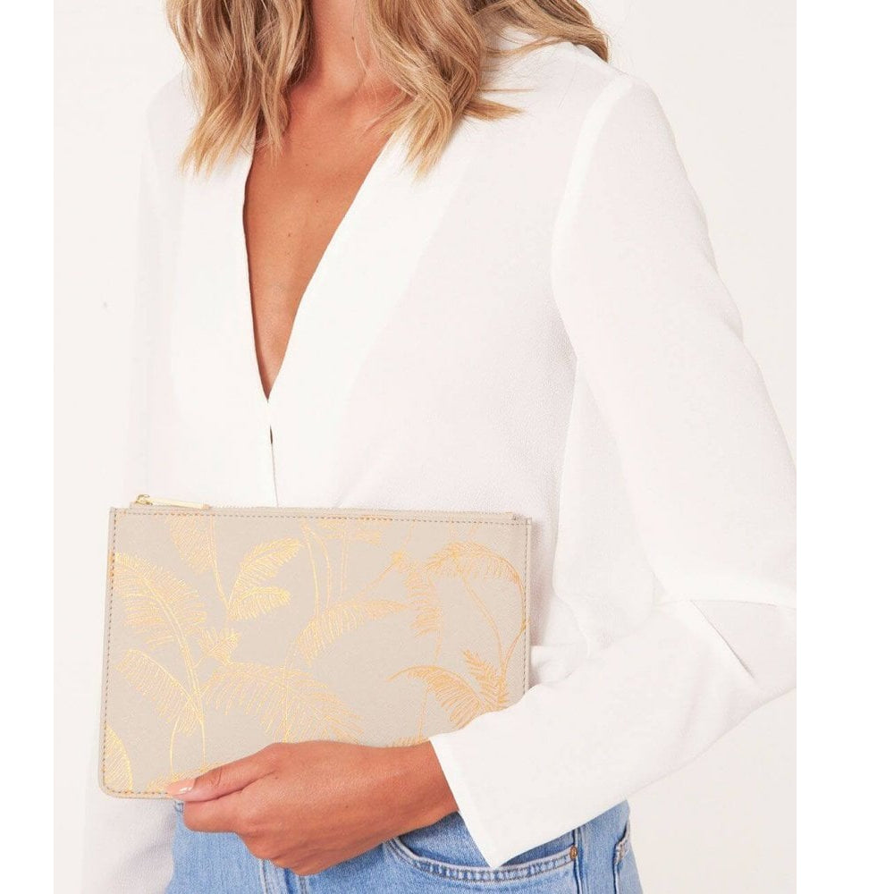 Perfect Pouch | Palm Print | Nude Pink | 16 X 24cm