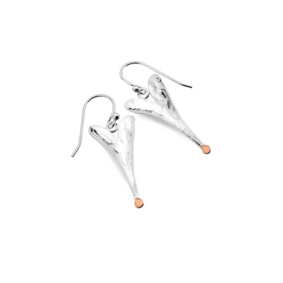 Origins Long Heart With RG Ball Drop Earrings