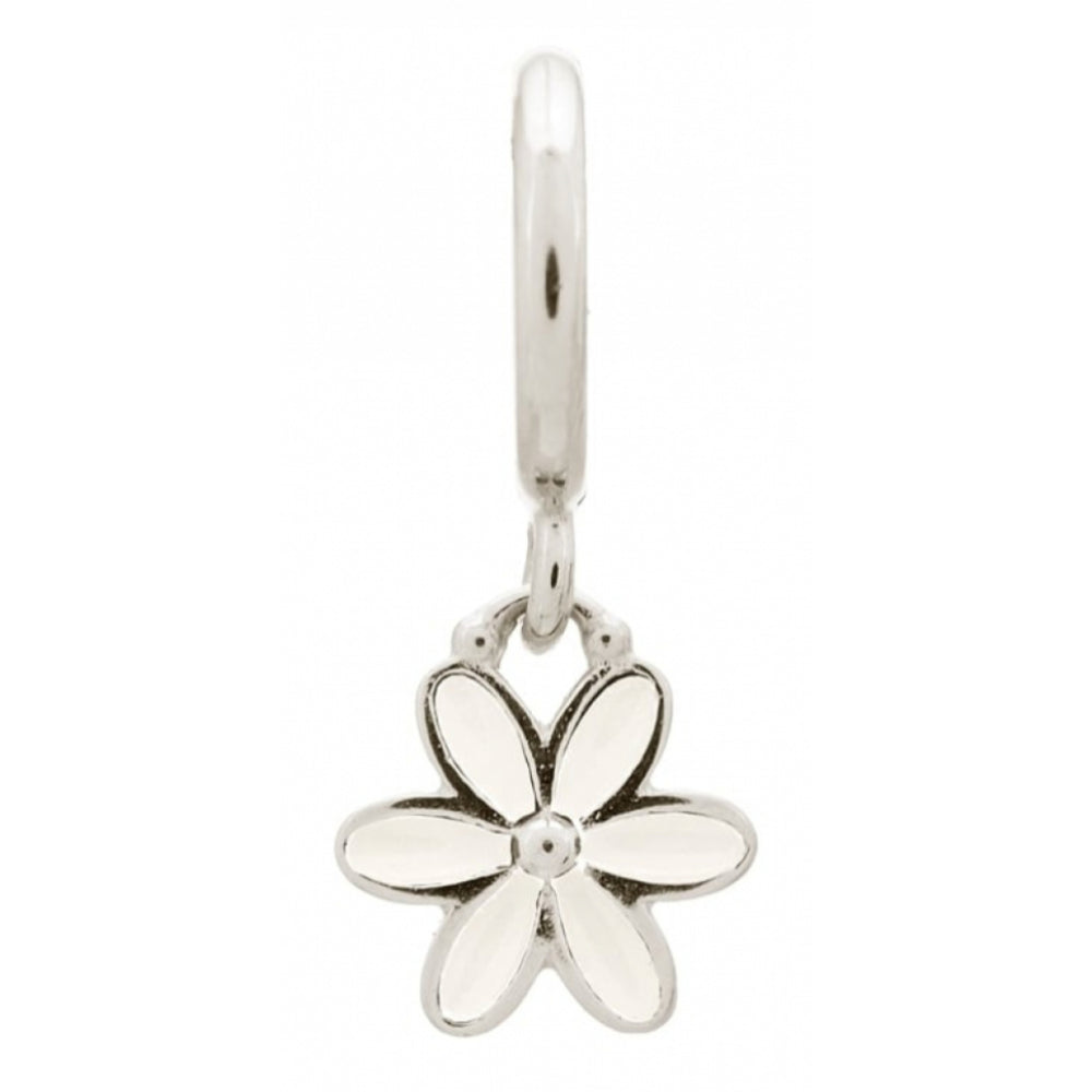 White Enamel Flower Drop Charm