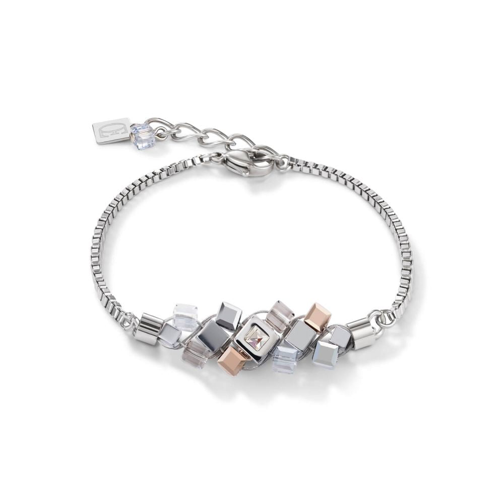Cluster Silver-Rose Gold Geo Cube Bracelet