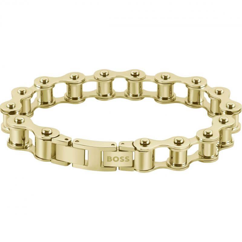 Cycle Light Yellow Gold Mens Bracelet