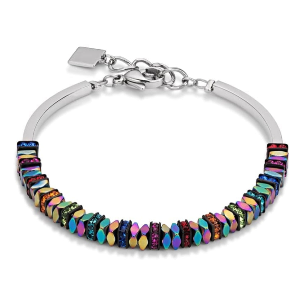 Multi Coloured Pillow Tile Bracelet, Earrings and Necklace Set