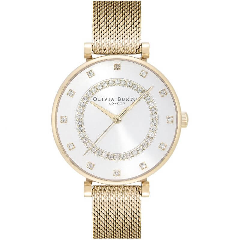 Belgrave Tbar White & Gold Mesh Watch