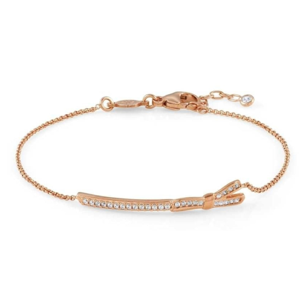 Rose Gold Bracelet with Ribbon & Bow - with Cubic Stone