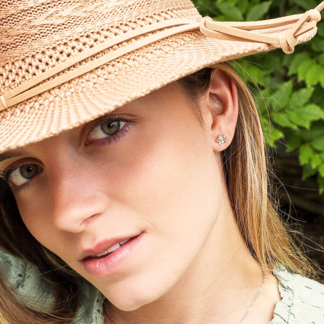Blossom Wood Rose Stud Earrings
