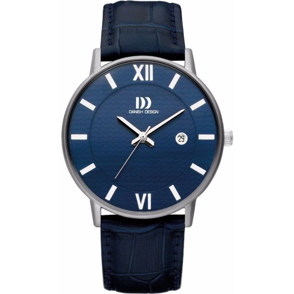 Titanium Dial & Blue Leather Strap Gents Wristwatch