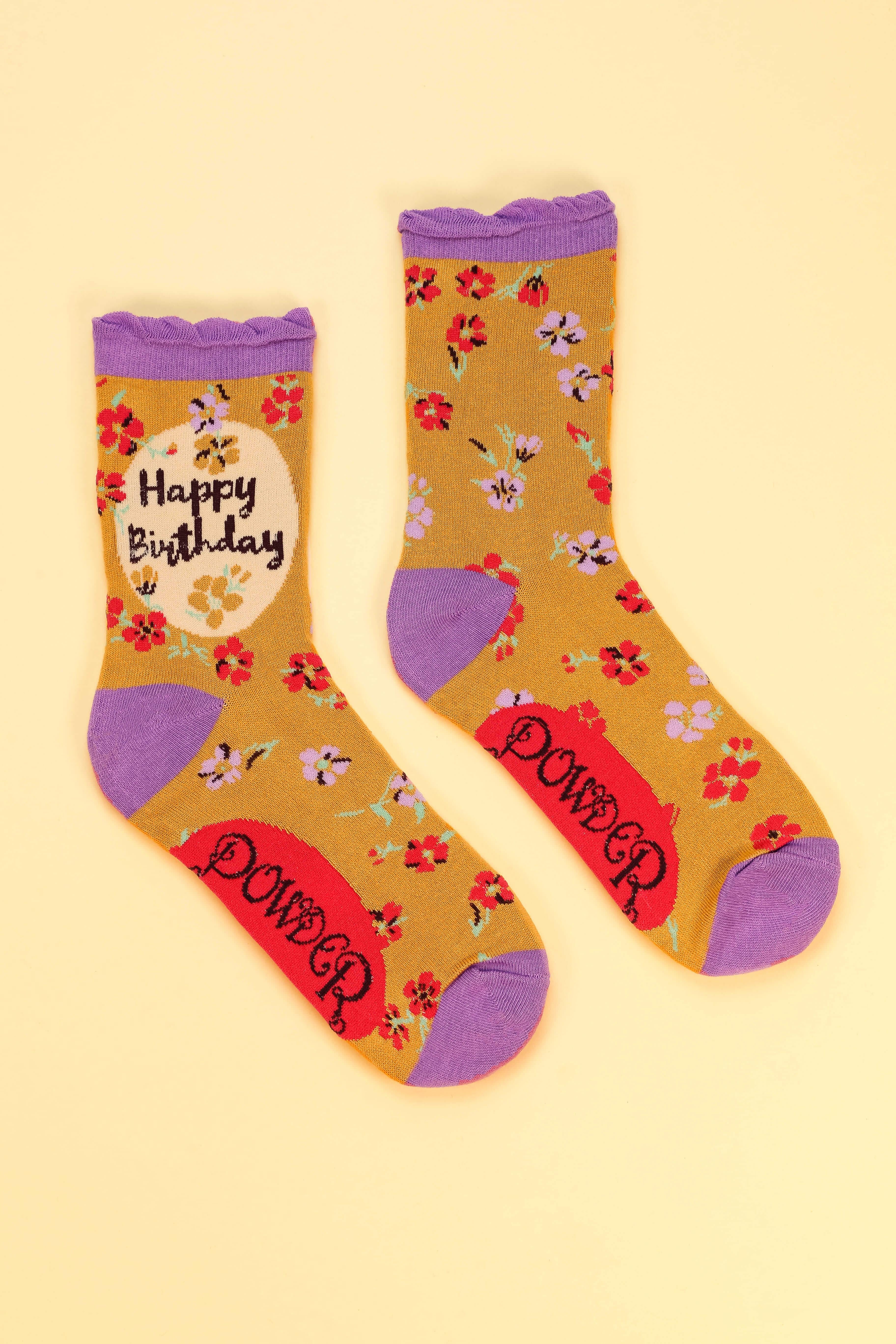 Happy Birthday Floral Ankle Socks