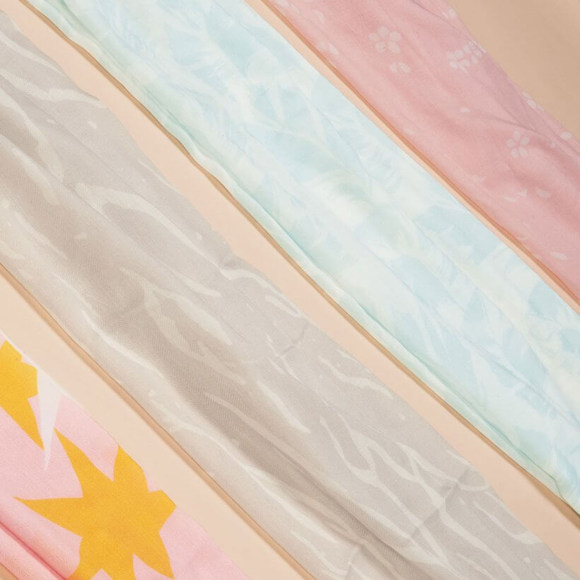 Printed Scarf | Petal Print | Blush Pink And White