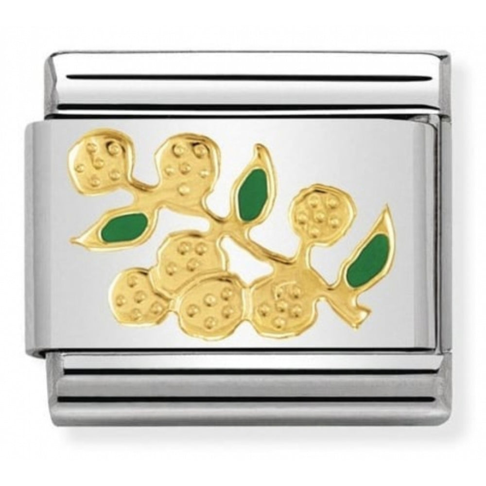 Classic Mimosa In Stainless Steel With Enamel & 18k Gold Charm