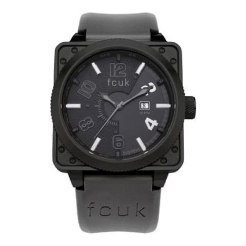 Men's Quartz Analogue Watch with Grey Rubber Strap