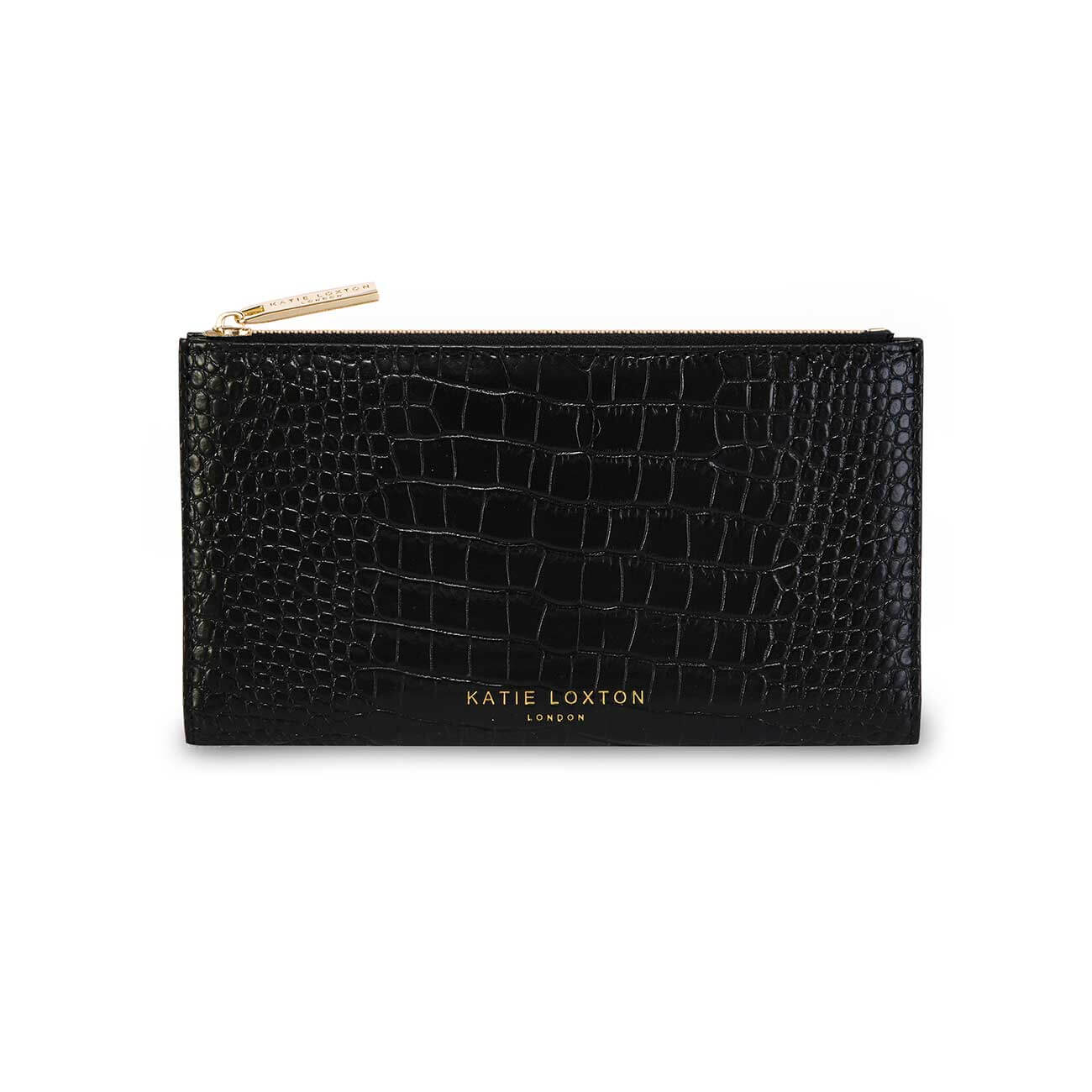 Celine Faux Croc Fold Out Purse | Black