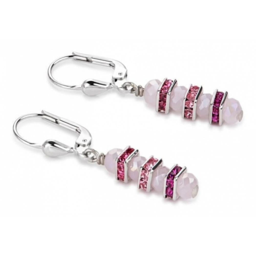 Pink Crystals & Silver Earrings