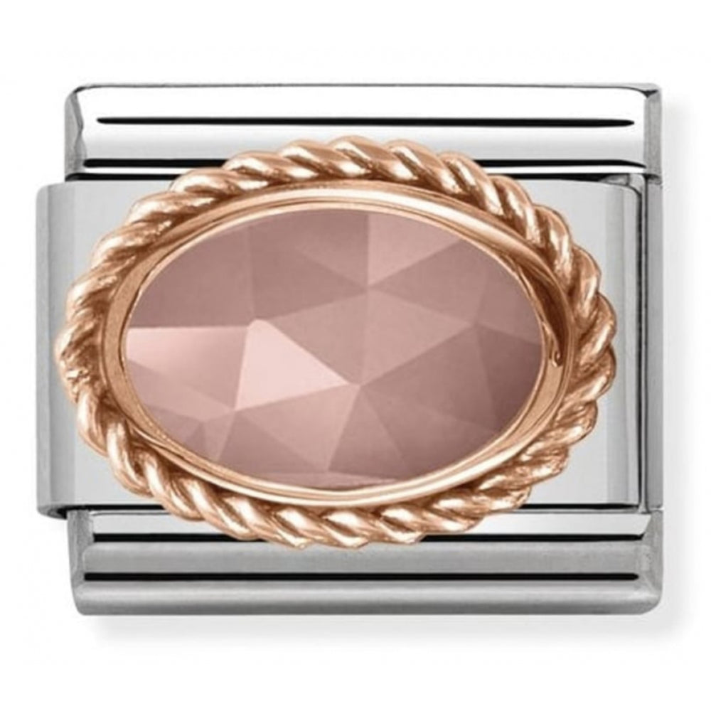 Composable Classic Rich Setting Apricot Chalcedony Stone In Rose Gold & Stainless Steel Charm