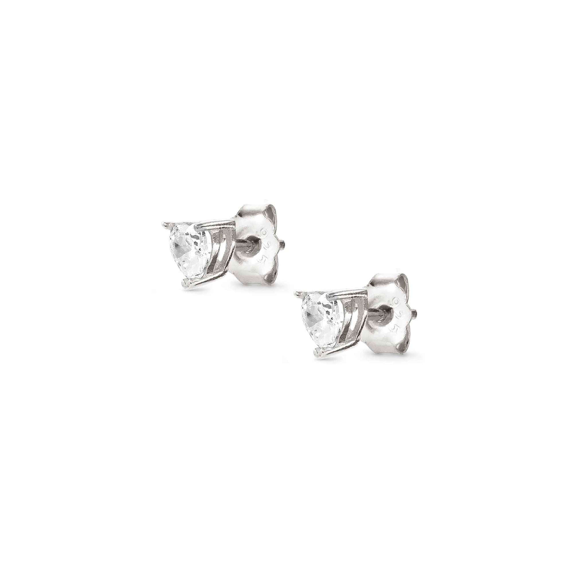 Sentimental Silver & CZ Heart Stud Earrings