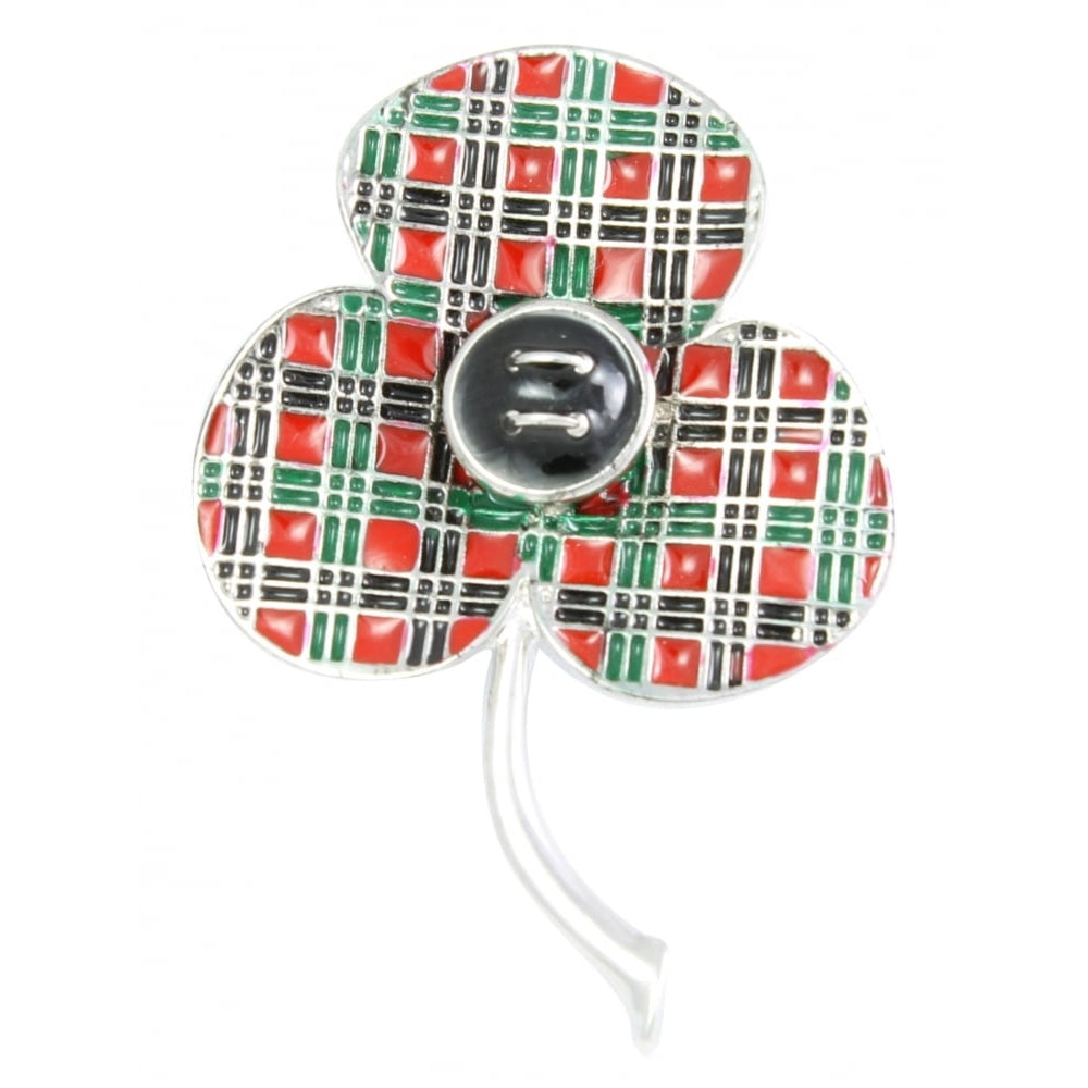 Tartan Poppy Brooch