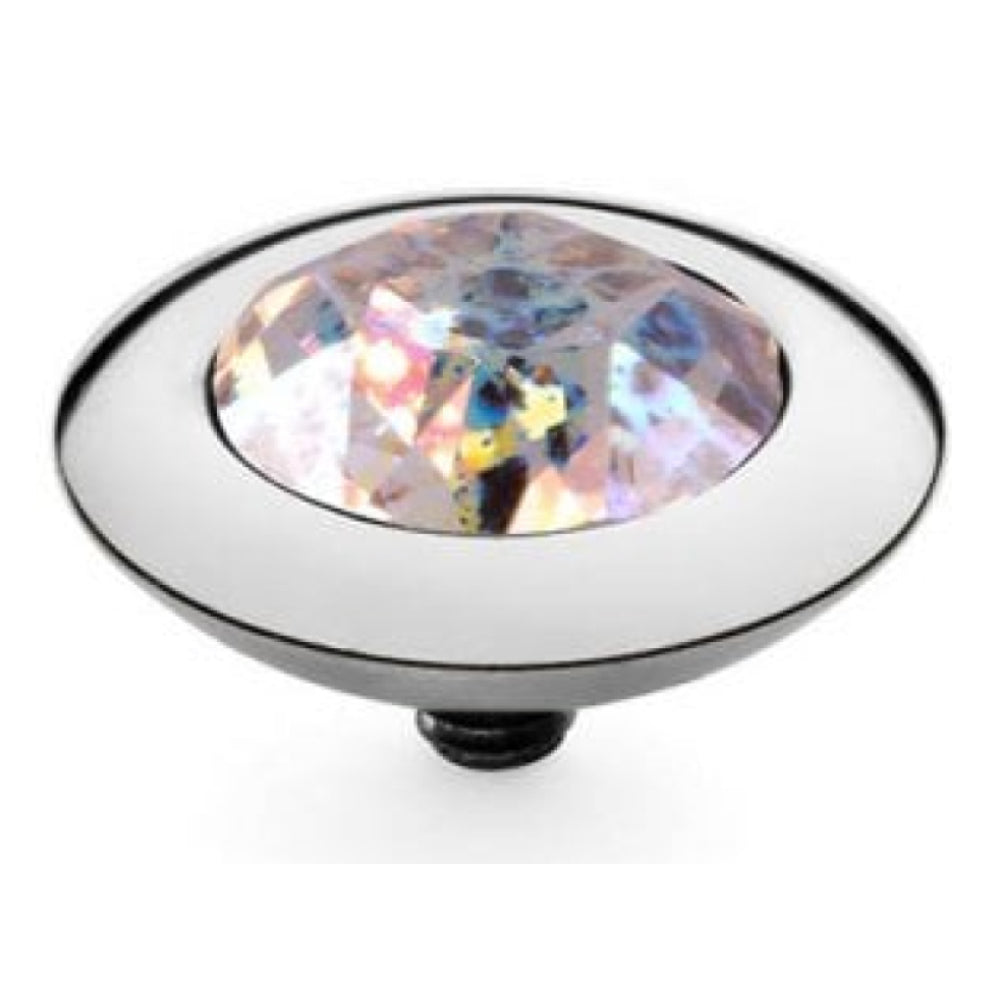 13mm Interchangeable Tondo White Patina Crystal Top in S/P