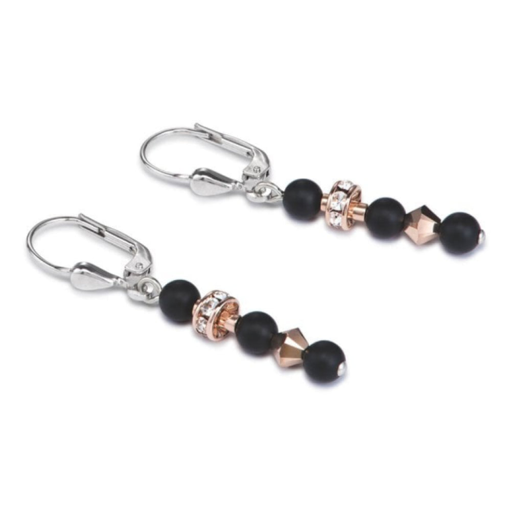Rose Gold & Black Pierced Earrings