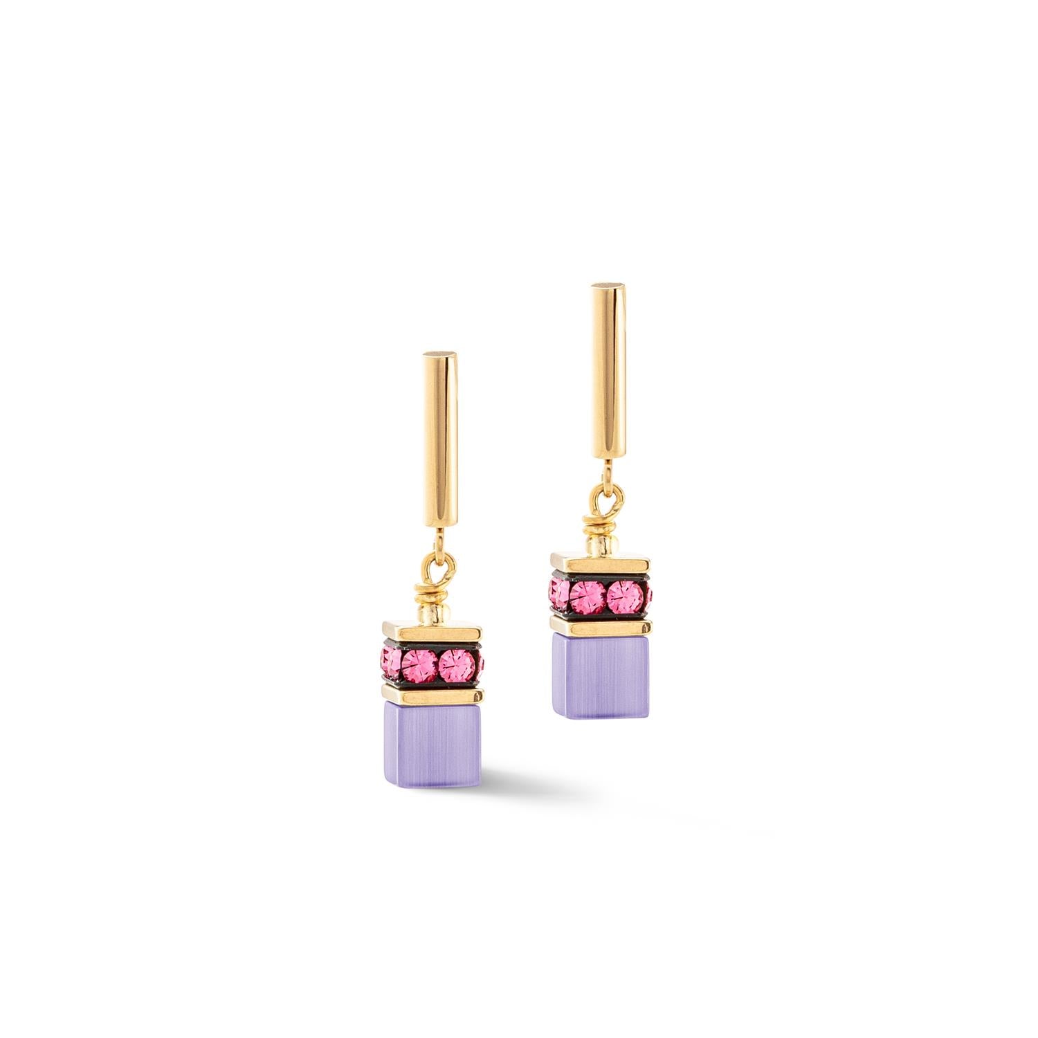 GeoCUBE Iconic Layer Gold Plated Multicolour Earrings With Stickpin