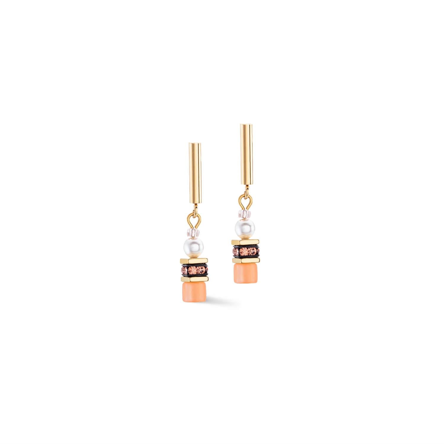 GeoCUBE Mini Fusion Pearls Stud Earrings In Apricot