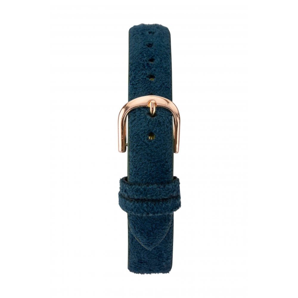 Rose Gold Plated Peacock Pattern Stone Set Dial With Dark Blue Strap Ladies Watch