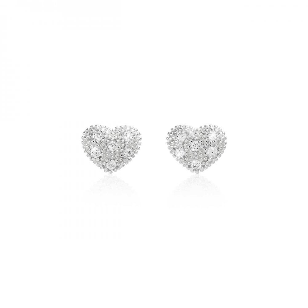 Bella | Silver | Pave Heart Stud | Earrings