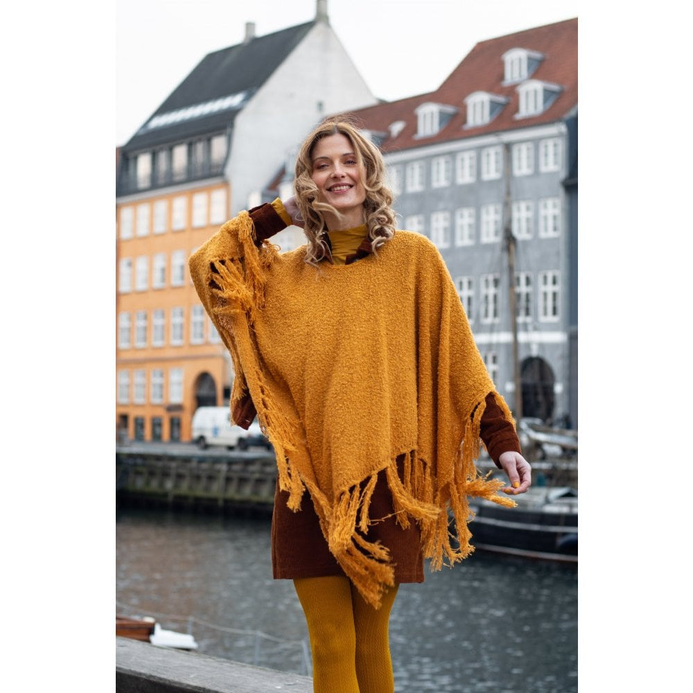 Tara Tassles Poncho - Mustard