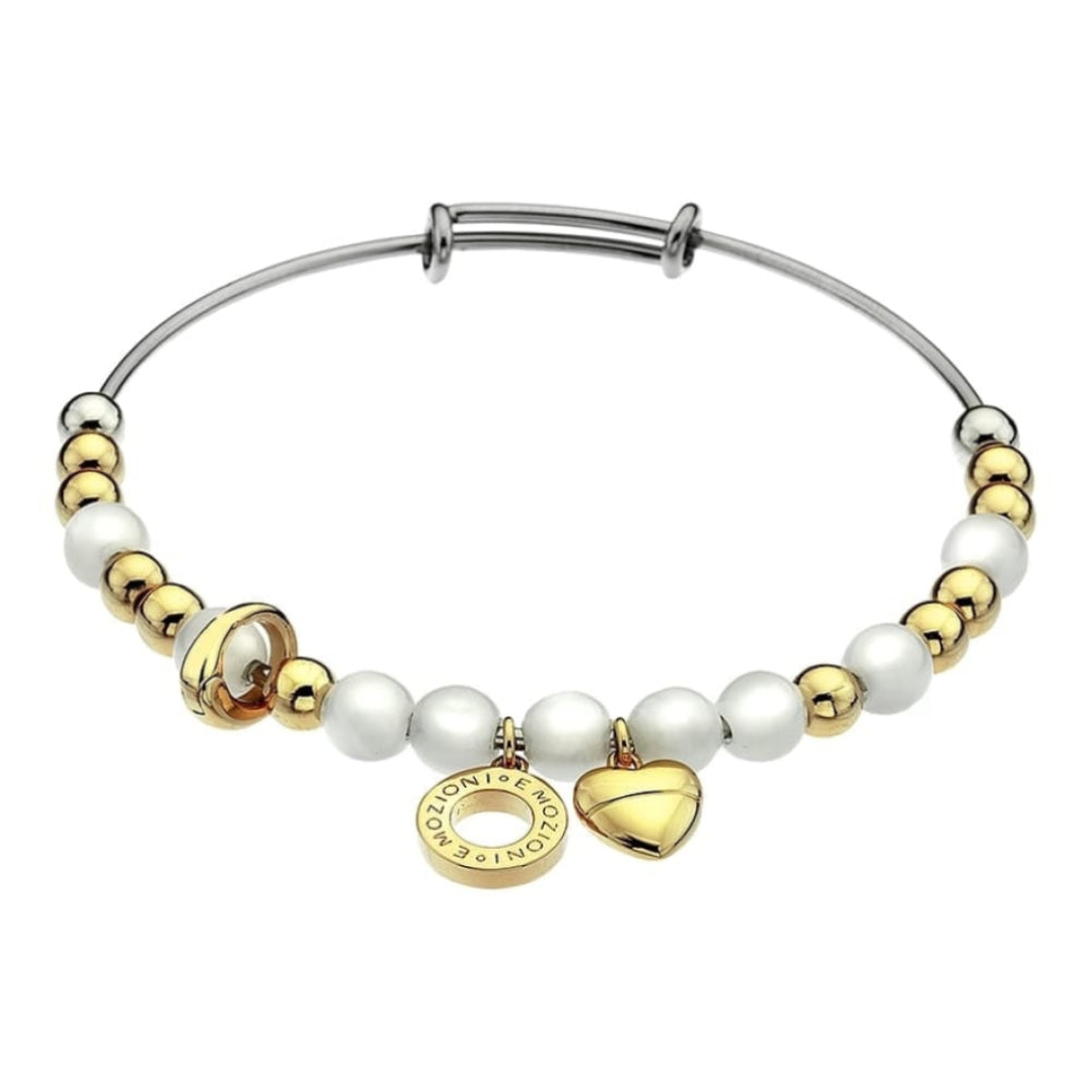 Emozioni Yellow Gold Plate Faux Mother of Pearl Bangle