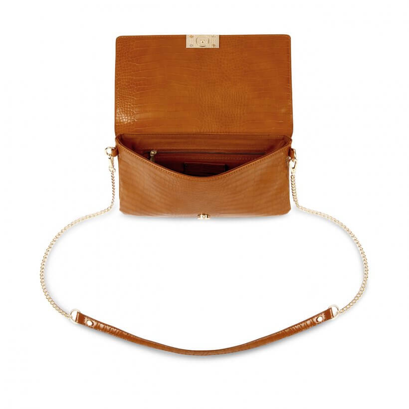 Celine Faux Croc Crossbody Bag | Cognac