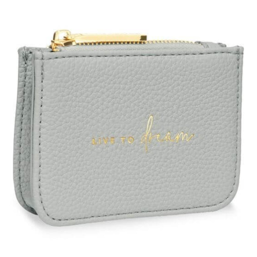 Stylish Structured Coin Purse | Live To Dream | Pale Grey | 7.7 X 10.7 X 2.7cm