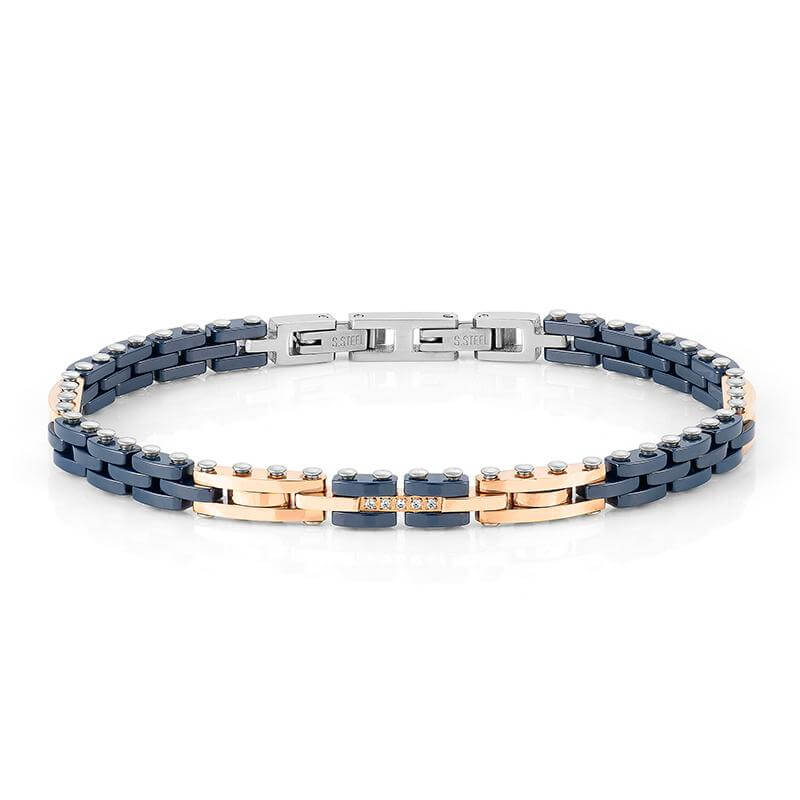 Strong Bracelet Rose Gold, Steel Ceramic and CZ Mix 2