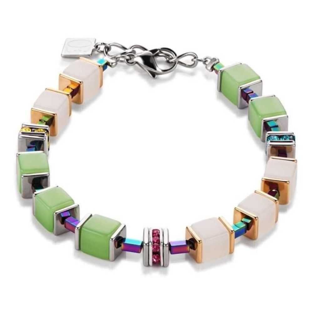 Green & White Geo Cube Bracelet