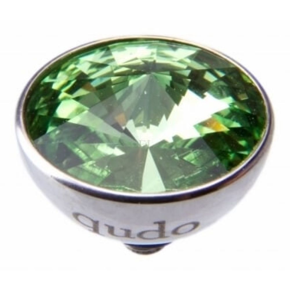 Famosa Silver 11.5mm Bottone Ring Top Peridot