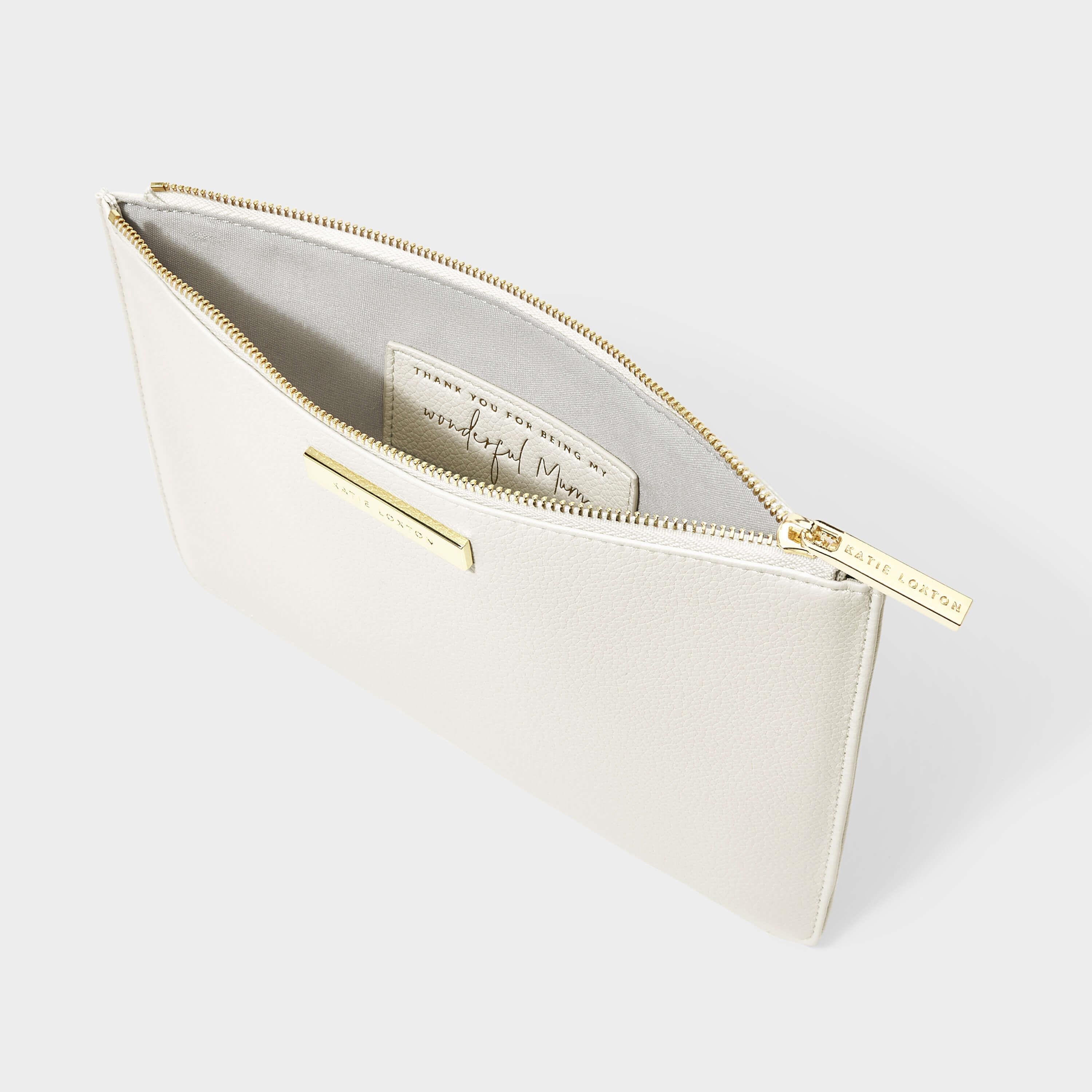 Secret Message Pouch | Thank You For Being My Wonderful Mum | Off White | 16 X 24 X 1.5cm
