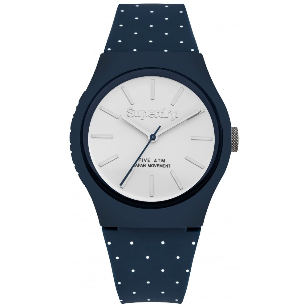 Urban Micro Blue Silicone Strap With Printed Dots & White Dial Watch