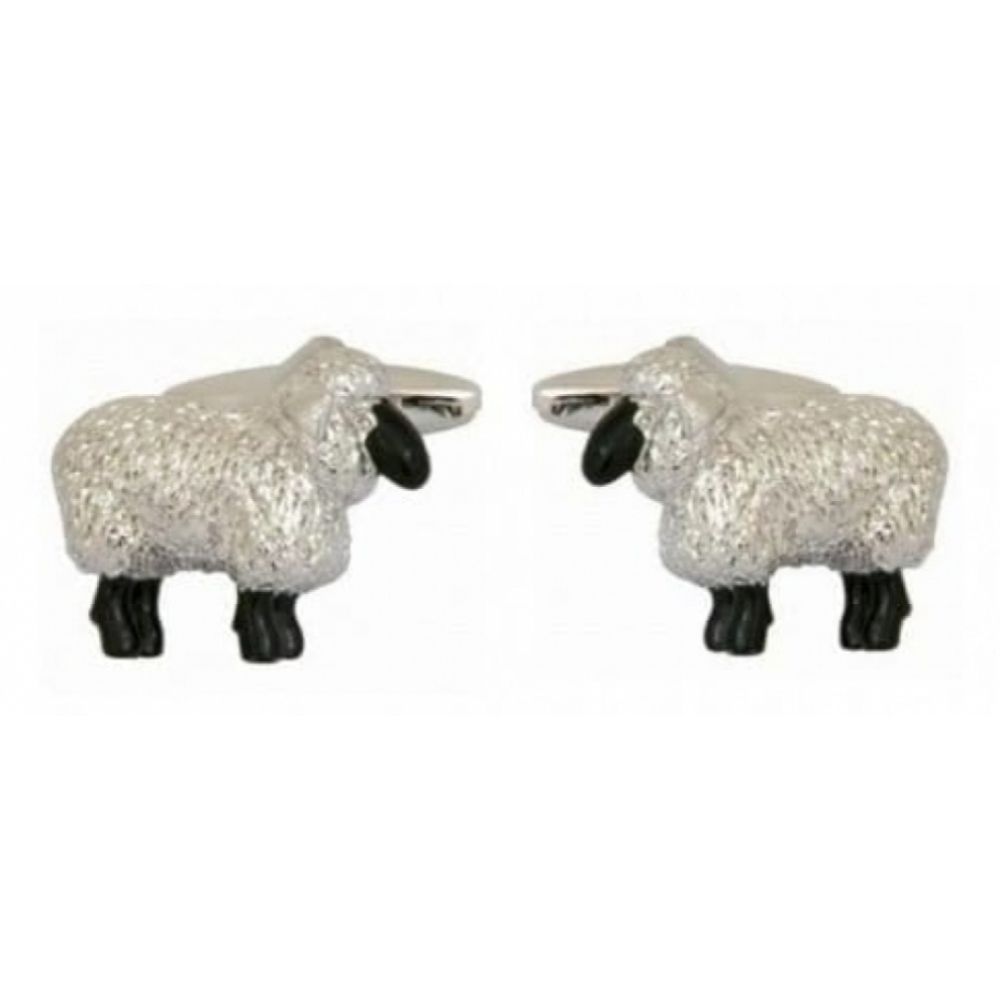 Rhodium Plated Sheep Cufflinks