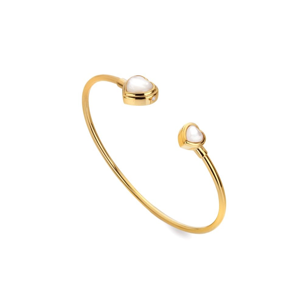 18ct Gold Plated Heart Mother of Pearl Bangle