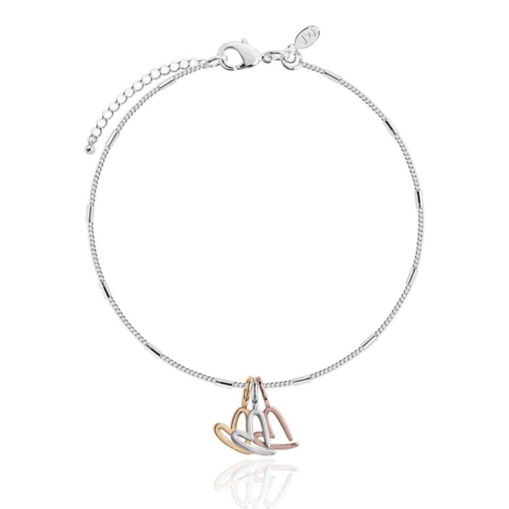 Florence Outline Heart Bracelet - Silver Rose Gold Yellow Gold - 18cm +3cm Extender