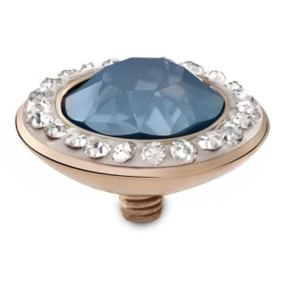 Famosa Rose Gold 13mm Tondo Deluxe Ring Top Air Blue Opal