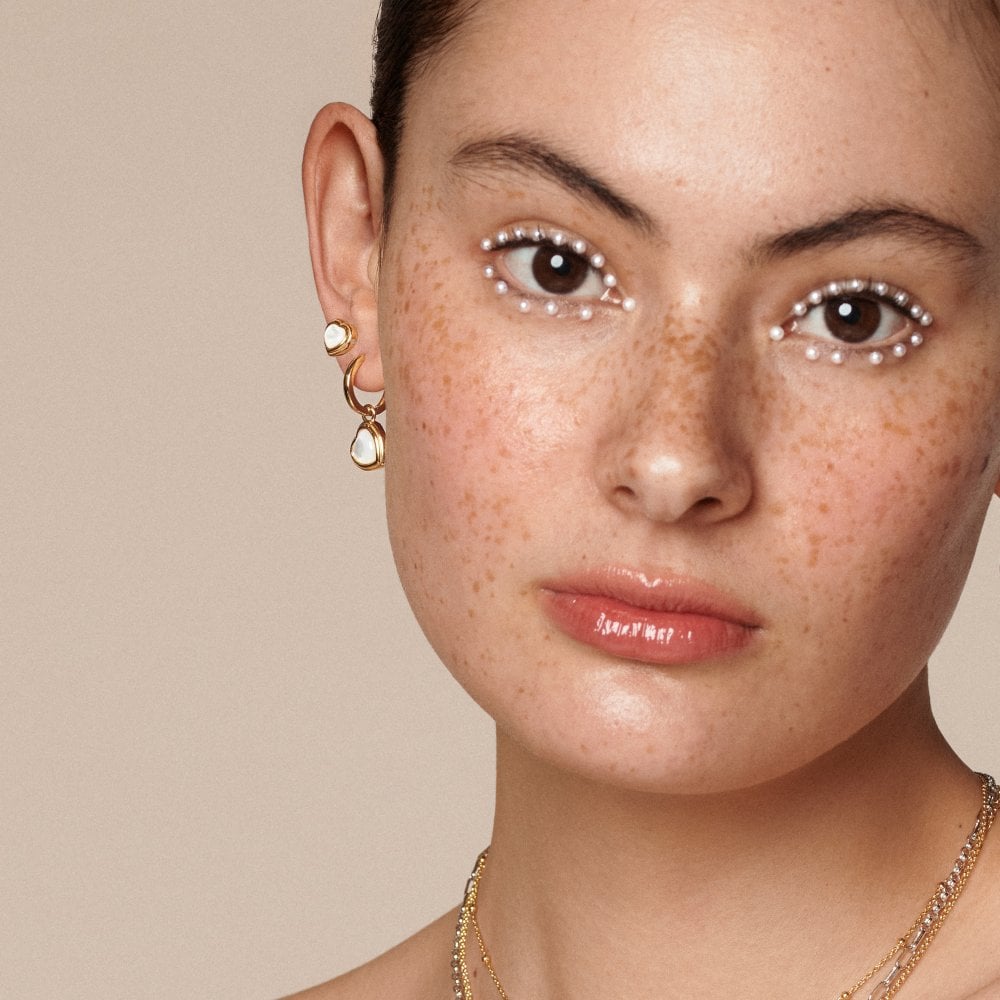HD X GE MOP Heart Stud Earrings
