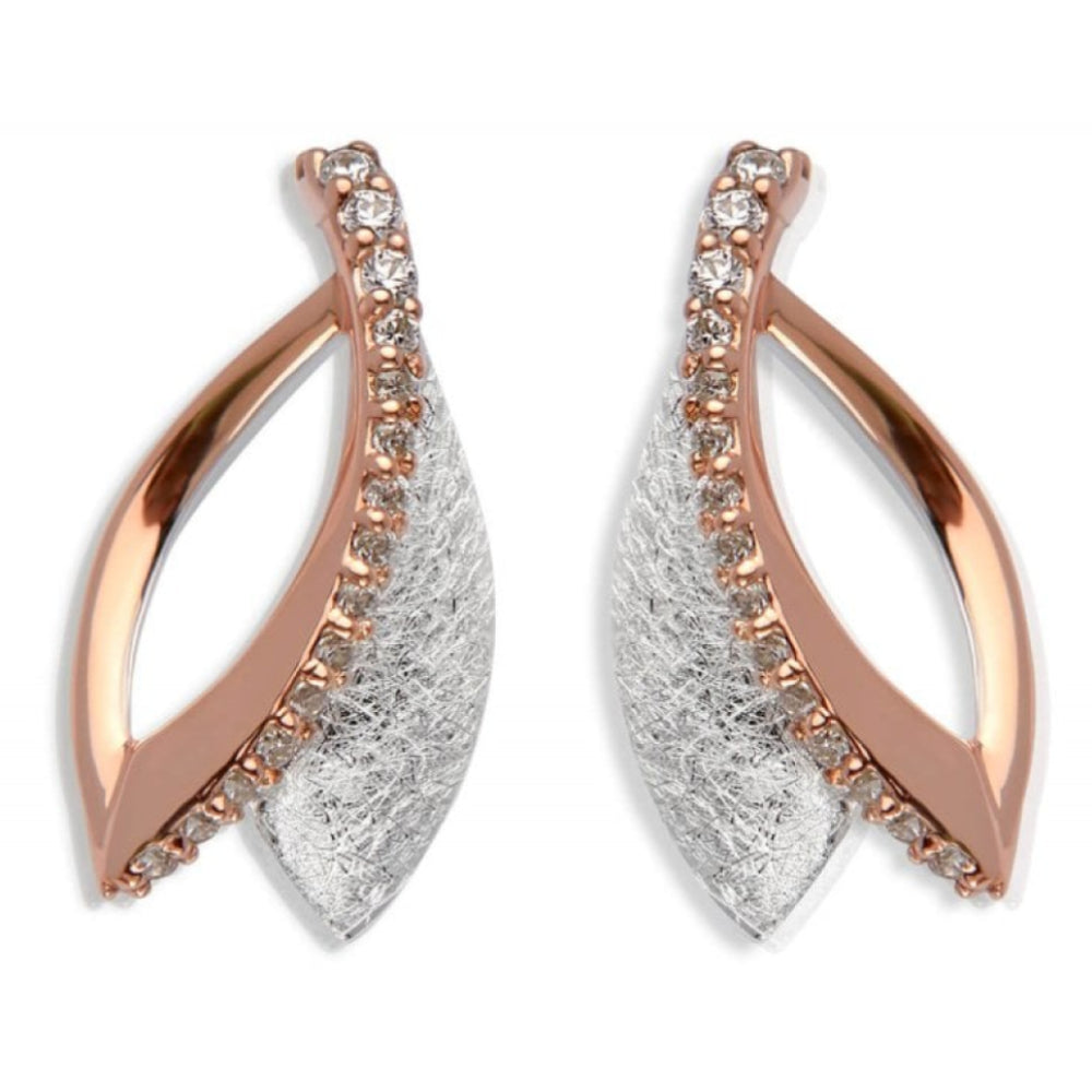 Sterling Silver 925 Earrings With Rose Gold Plating And CZ