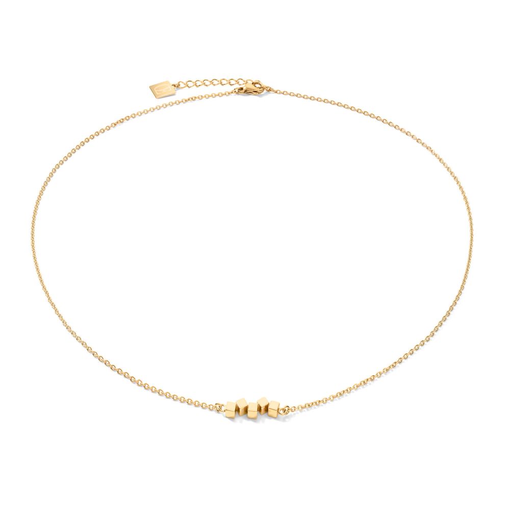 Gold Plated Dancing Small Geo Cubes & Chain Necklace