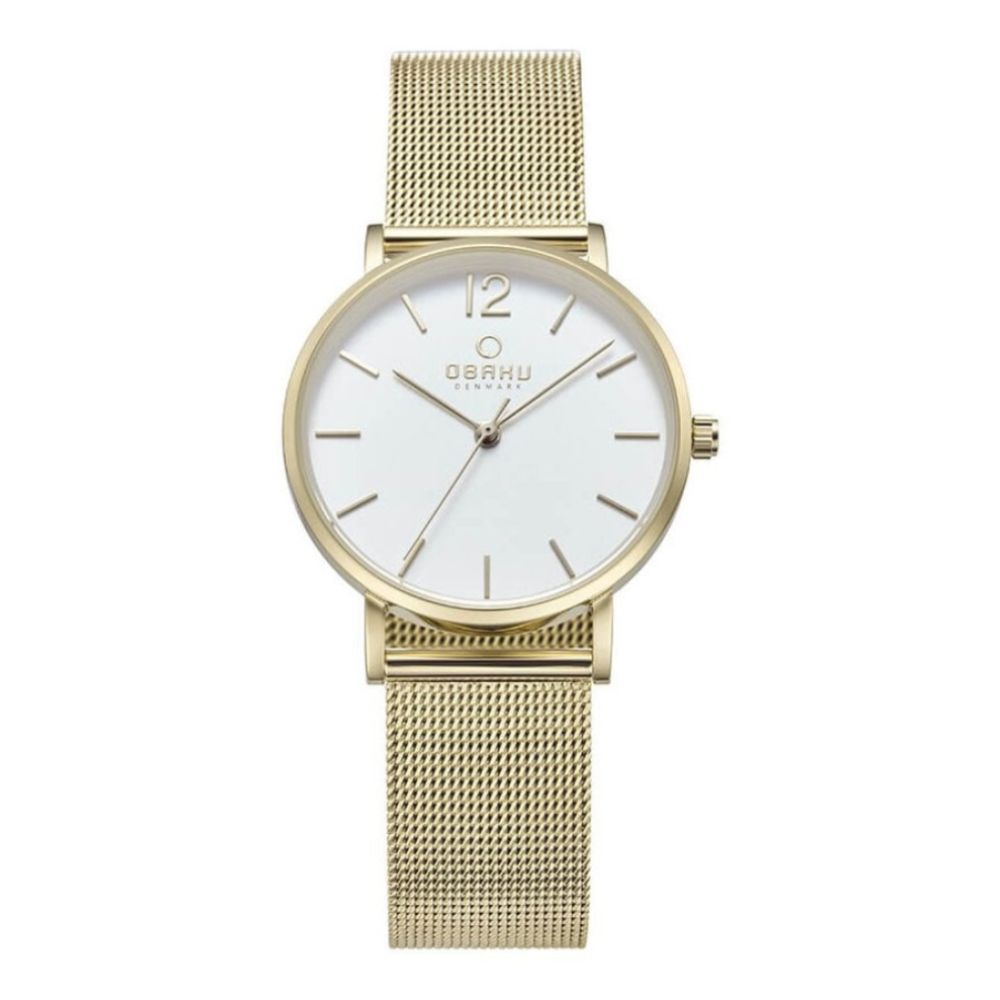 MARK LILLE - Gold Mesh Strap With Gold Coated Case & White Dial Ladies Watch