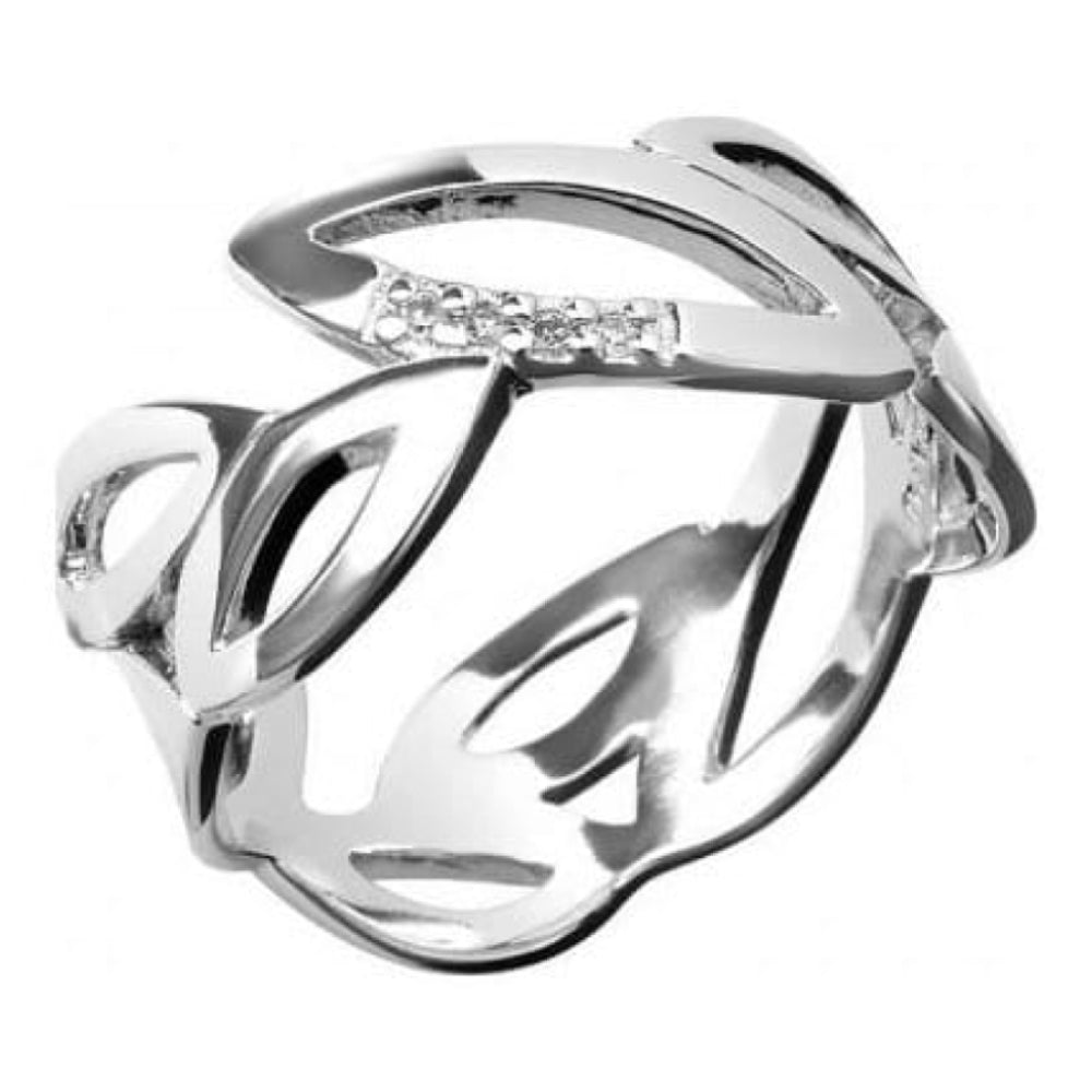 Ladies Simply Sparkle Silver Multi Leaf Ring Size L