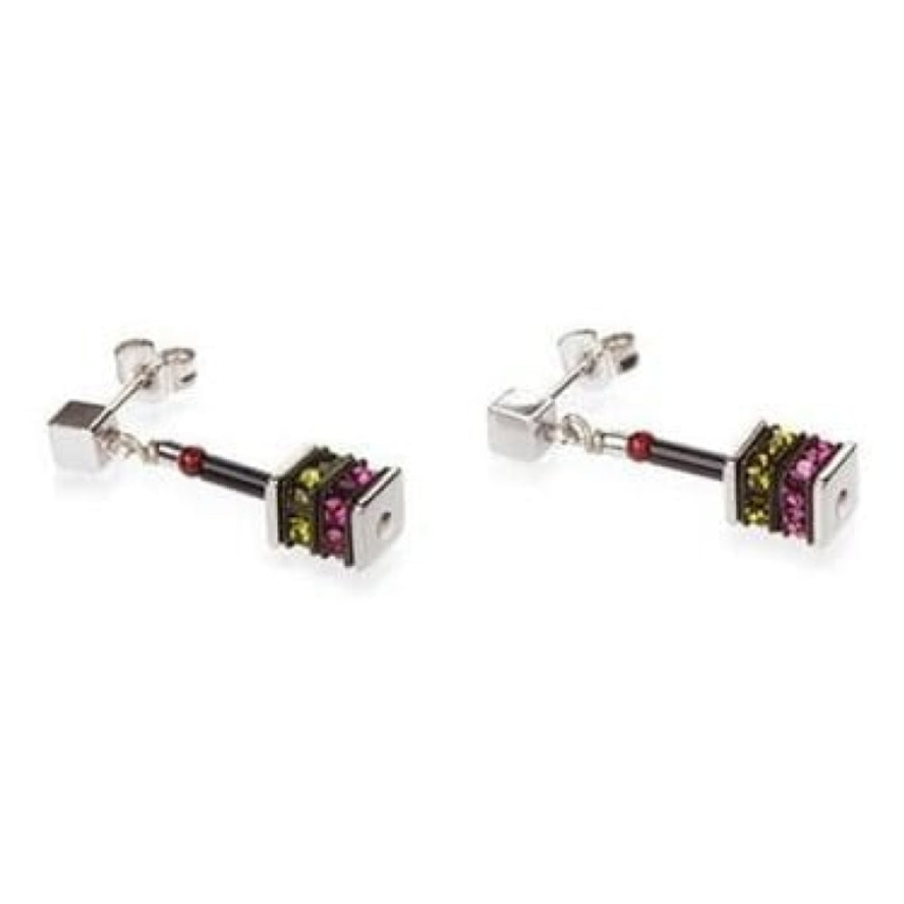 Purple & Green Swarovski & Rhinestone Earrings