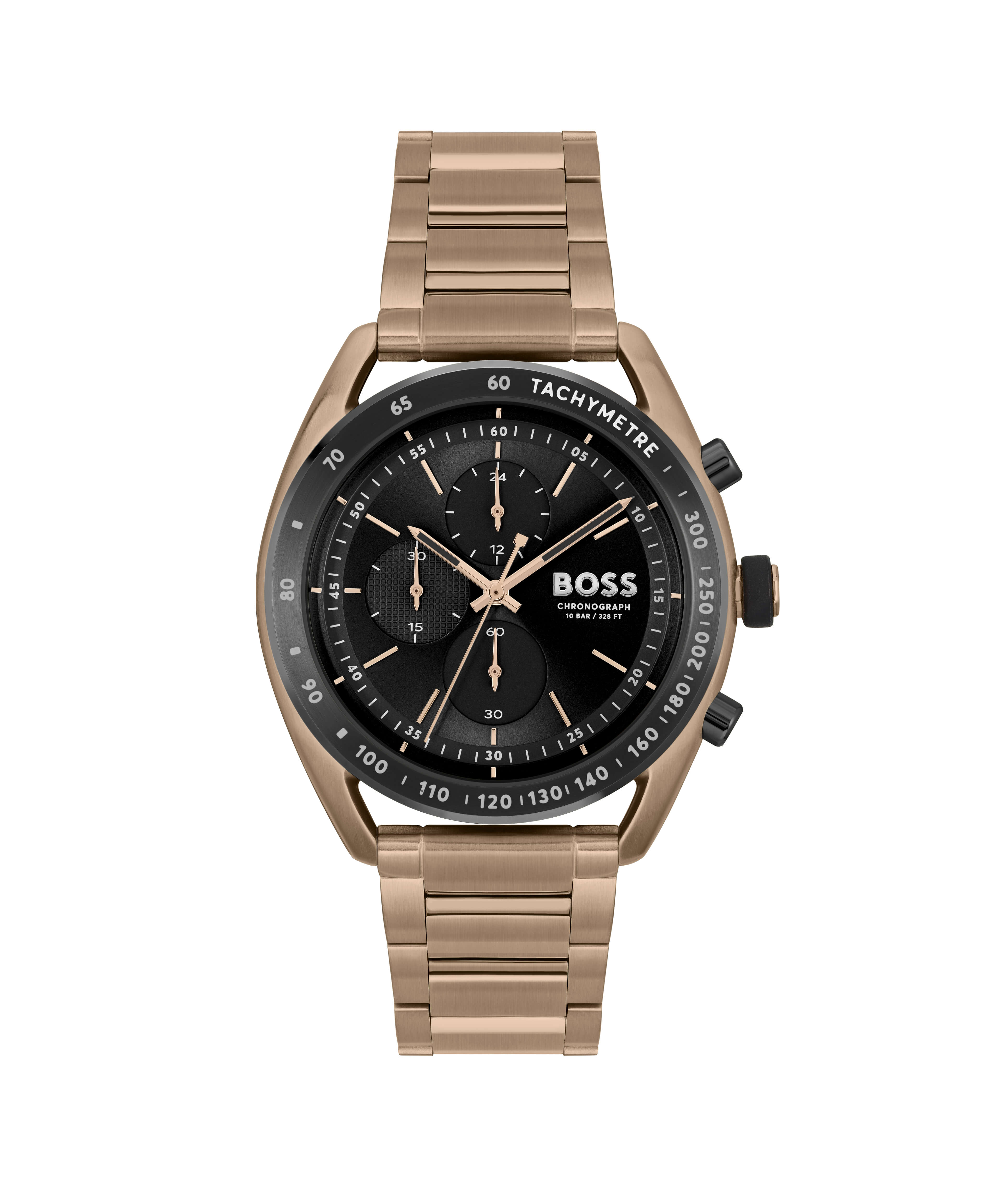 Centre Court Black Chronograph Dial Gold Plated Watch