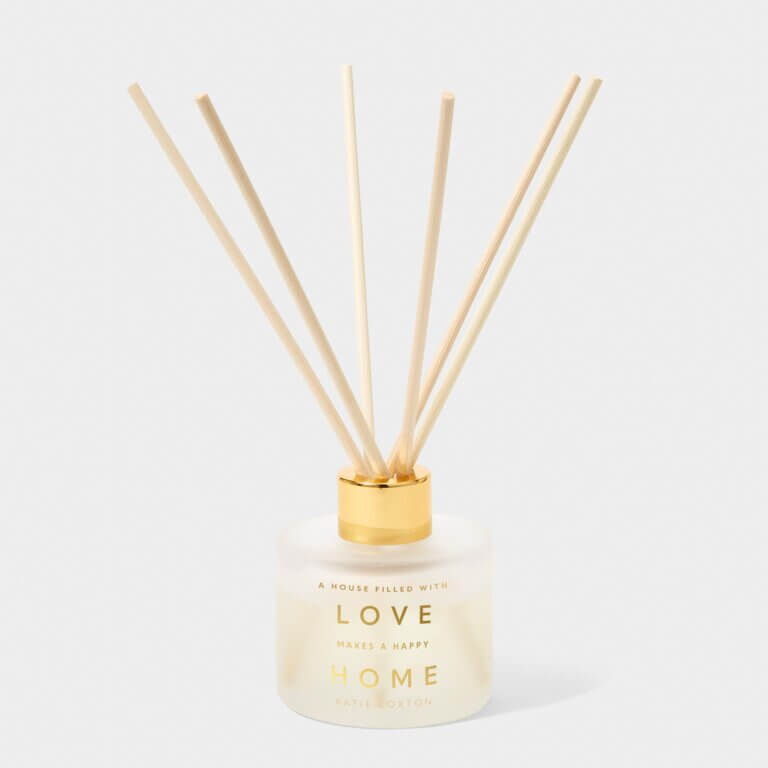 Sentiment Reed Diffuser | A House Filled With Love Makes A Happy Home | White Orchid And Soft Cotton