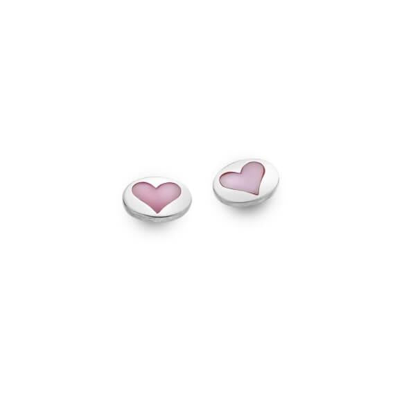 Origins Pink MOP Heart In Round Stud Earrings