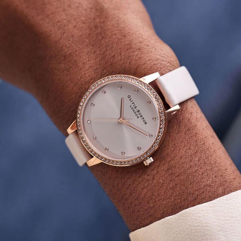 Classic Sparkle Bezel Demi Dial Blush & Rose Gold Ladies Watch