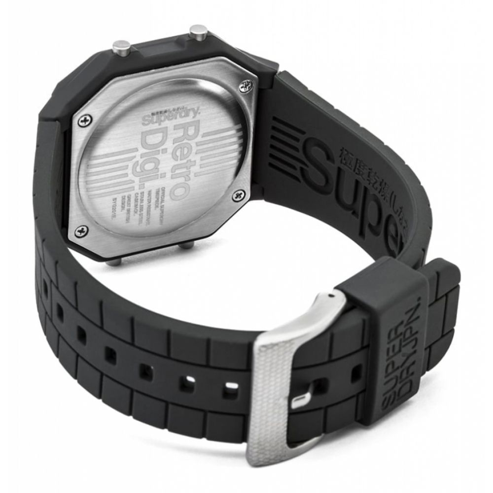 Retro Digi Dark Grey Silicone Strap Watch With Digital Display Dial